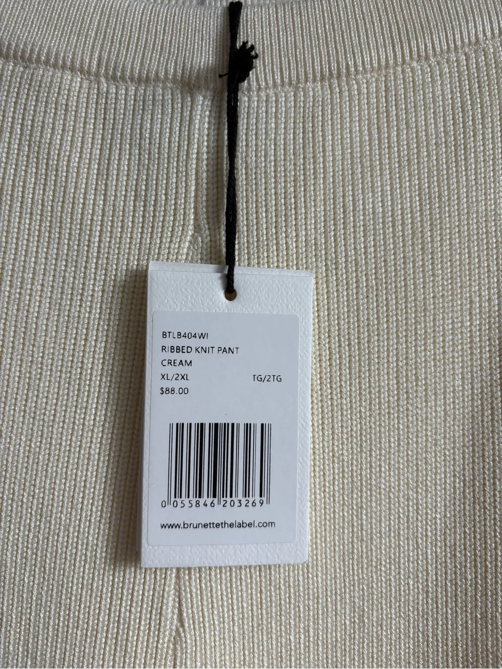 BNWT Brunette The Label Ribbed Knit Pants Cream | Size XL/2XL - Picture 4 of 7
